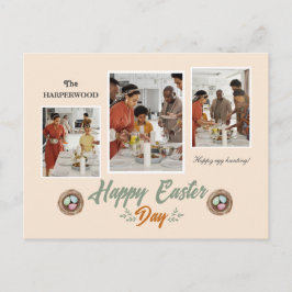 Cartão Postal De Festividades Foto da família três de Felzs pascoa de script ele