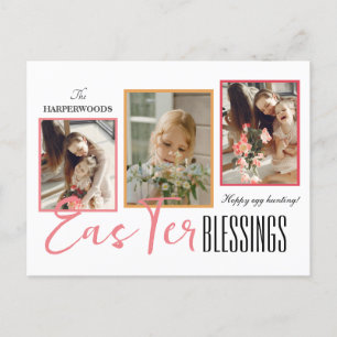 Cartão Postal De Festividades Foto da família três de Felzs pascoa de script ele