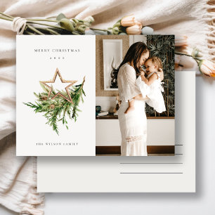 Cartão Postal De Festividades Foto da Fauna do Pinho de Ornamento Estrela Feliz