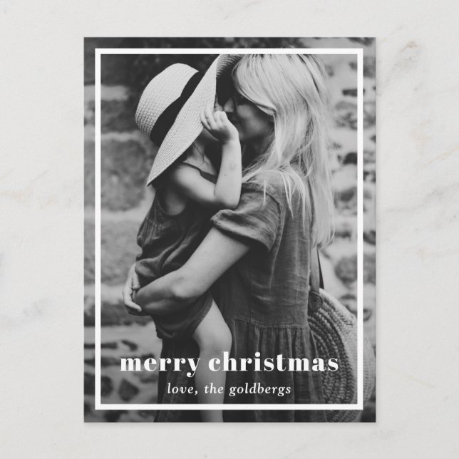 Cartão Postal De Festividades Foto da fronteira legante Natal moderno (Frente)