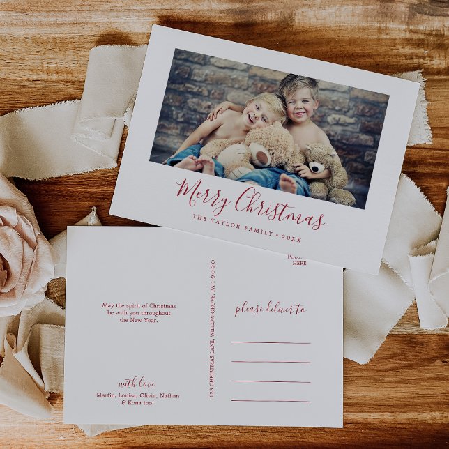 Cartão Postal De Festividades Foto da paisagem de Natal de Merry Vermelho Minima (Criador carregado)