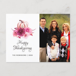 Cartão Postal De Festividades Foto de Ação de Graças Burgundy e Blush