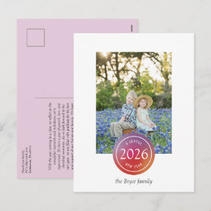 Cartão Postal De Festividades Foto de Ano Novo Alegre com Pontos de Gradiente Ro