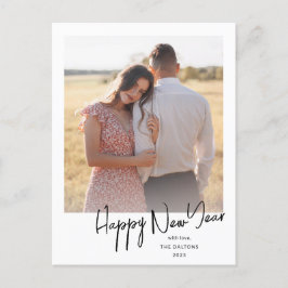 Cartão Postal De Festividades Foto de Ano Novo Feliz Simples e Moderno
