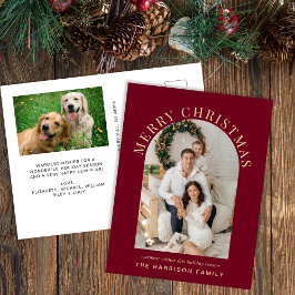 Cartão Postal De Festividades Foto de Arch Elegante Feliz Natal Burgundy