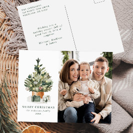 Cartão Postal De Festividades Foto de árvore de Natal em aquarela elegante