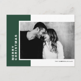 Cartão Postal De Festividades Foto de Bloco de Cor Verde Moderno Feliz Natal