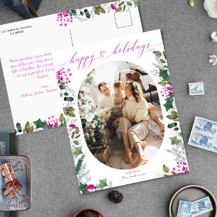Cartão Postal De Festividades Foto de Botânicos Rosa Moderno