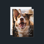 Cartão Postal De Festividades Foto de Cachorro Bonito Natal Moderno<br><div class="desc">Cartaz de Natal com fotos modernas,  apresentando um design simples e mínimo com a gritante saudação "Furry and Bright" em um roteiro elegante sobre uma foto do seu cachorro de estimação. As costas têm uma segunda foto junto com sua mensagem personalizada em preto e branco.</div>