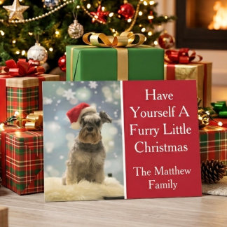 Cartão Postal De Festividades Foto de Cachorro de Família Natal Fofo
