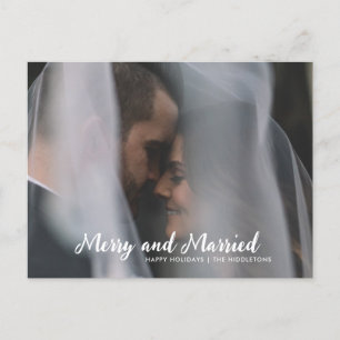 Cartão Postal De Festividades Foto De Casamento De feliz E Casal Casado
