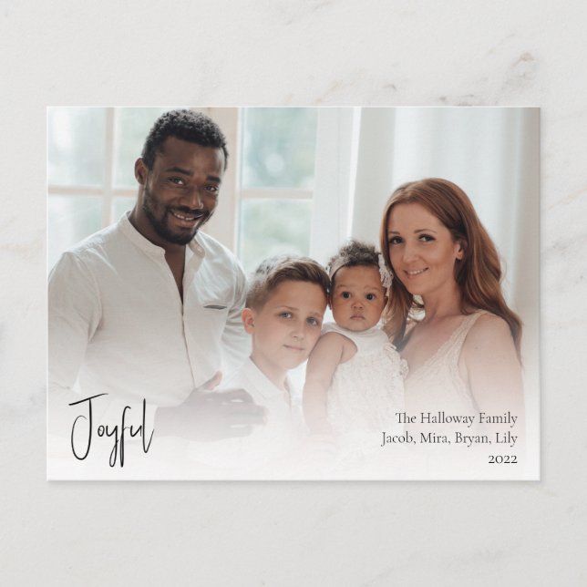 Cartão Postal De Festividades Foto de Cheio de Script de Natal Alegre Moderno (Frente)