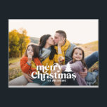Cartão Postal De Festividades Foto de cheio moderna com tipografia retrô<br><div class="desc">Fotografia de Natal moderno. As cores de texto e fundo podem ser personalizadas. Parte de uma coleção</div>
