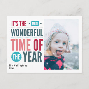 Cartão Postal De Festividades Foto de citação de Natal Retroativa Colorida