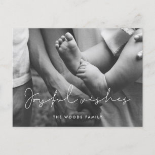 Cartão Postal De Festividades Foto de desejos de Joyful manuscrito minimalista
