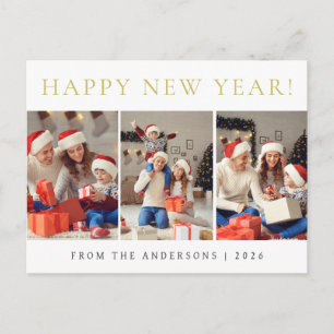 Cartão Postal De Festividades Foto de Família Ano Novo Feliz Moderno Elegante