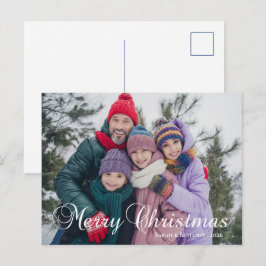 Cartão Postal De Festividades Foto de Família com Caligrafia Clássica de Feliz N