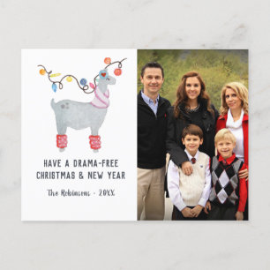 Cartão Postal De Festividades Foto de família de Natal com tema de Llama diverti