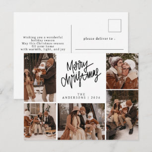 Cartão Postal De Festividades Foto de família de Natal com tipografia moderna el