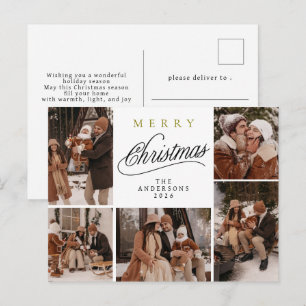 Cartão Postal De Festividades Foto de Família de Natal com tipografia Moderna El