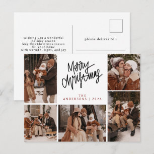 Cartão Postal De Festividades Foto de Família de Natal com tipografia Moderna El