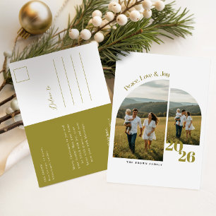 Cartão Postal De Festividades Foto de Família Paz Amor & Alegria Feliz Natal
