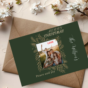 Cartão Postal De Festividades Foto de família personalizada verde com nome