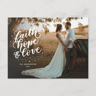 Cartão Postal De Festividades Foto de Fé, Esperança e Amor com Letra Manual