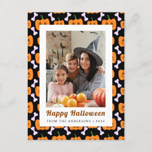 Cartão Postal De Festividades Foto de Feliz Halloween Assustador Abóbora Minimal