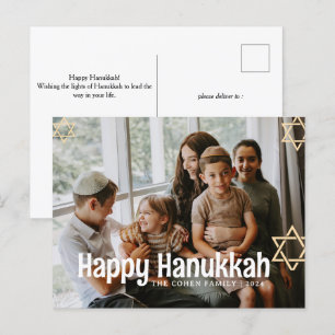 Cartão Postal De Festividades Foto de Feliz Hanukkah da Caligrafia Azul