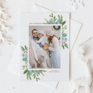 Cartão Postal De Festividades Foto de Feriado de Folhagem de Natal Watercolor