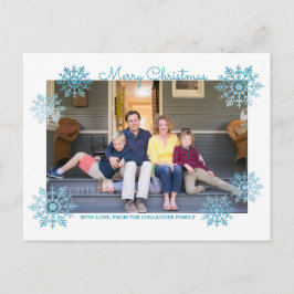 Cartão Postal De Festividades Foto de Feriado de Neve Chic Shimmering Azul