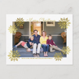 Cartão Postal De Festividades Foto de Feriado de Neve Chic Shimmering Dourado