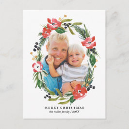 Cartão Postal De Festividades Foto de Feriado de Oval Floral Chic Watercolor