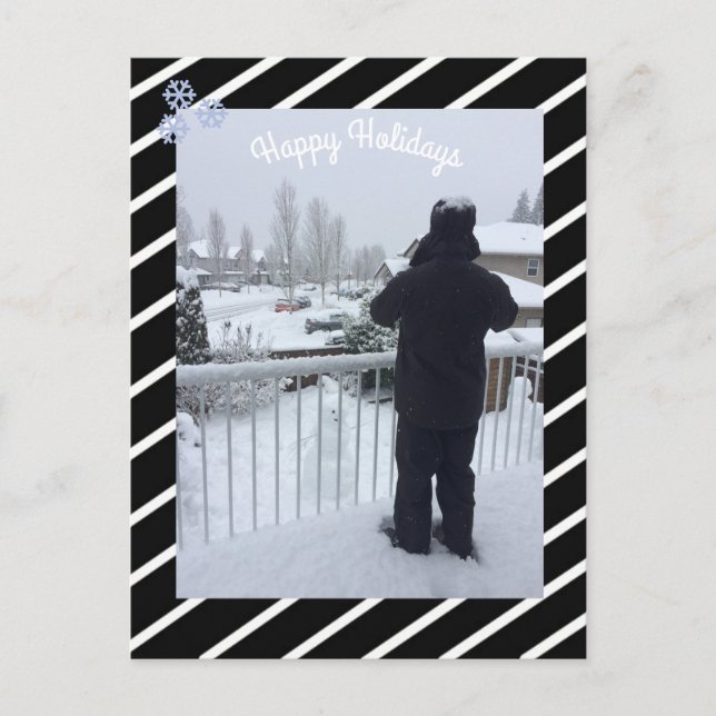 Cartão Postal De Festividades Foto de Feriado de Stripes Negra e Branca (Frente)