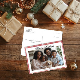 Cartão Postal De Festividades Foto de Feriado Red Gingham