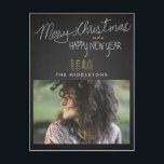 Cartão Postal De Festividades Foto de Feriado Rustic Chalkboard<br><div class="desc">Foto de Férias de Natal Feliz</div>