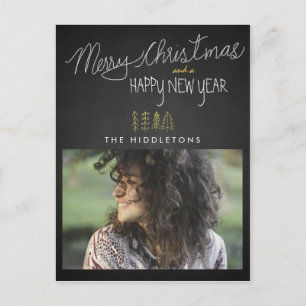 Cartão Postal De Festividades Foto de Feriado Rustic Chalkboard