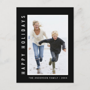 Cartão Postal De Festividades Foto de feriados felizes modernos e simples Preto
