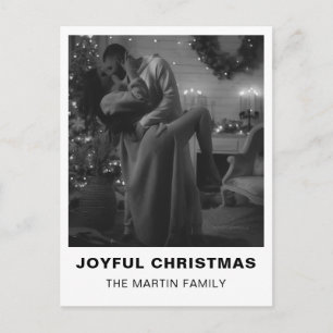 Cartão Postal De Festividades Foto de Férias de Natal Minimalista em Preto e Bra
