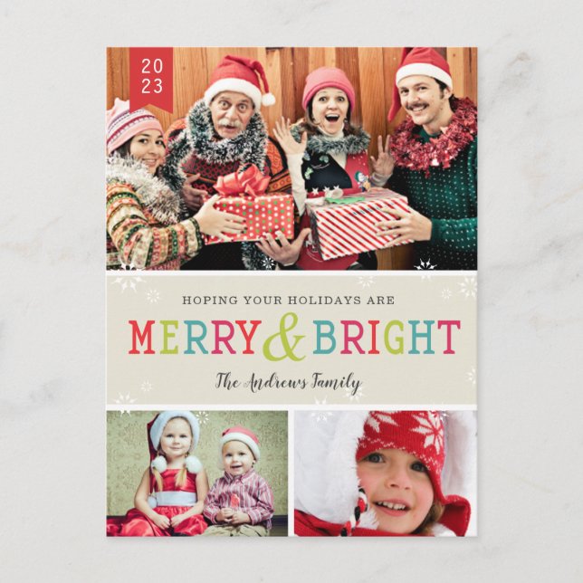 Cartão Postal De Festividades Foto de Férias de Neve Brilhante (Frente)