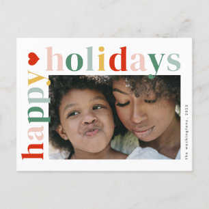 Cartão Postal De Festividades Foto de Férias Felizes Colorida Moderna