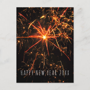 Cartão Postal De Festividades Foto de Fogos de Artifício de Ano Novo Feliz