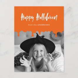 Cartão Postal De Festividades Foto de Halloween de Laranja Sangrando