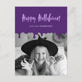Cartão Postal De Festividades Foto de Halloween Roxo de Sangue