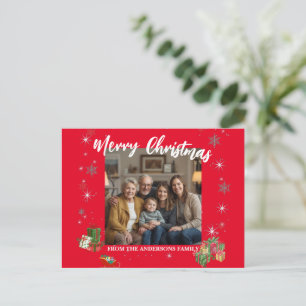 Cartão Postal De Festividades Foto de Natal Alegre Floco de Neve Família Pessoal