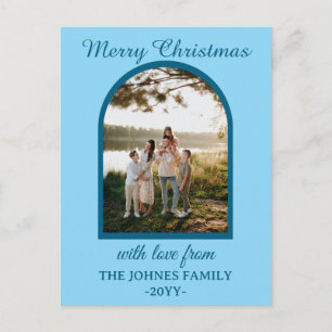 Cartão Postal De Festividades Foto de Natal Azul Personalizada