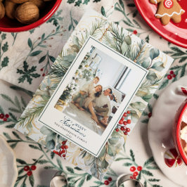 Cartão Postal De Festividades Foto de Natal Botânico Modern Watercolor