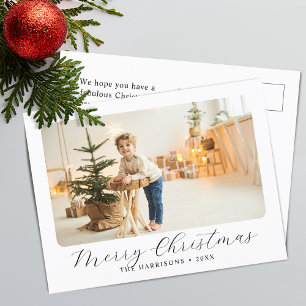 Cartão Postal De Festividades Foto de Natal com Letra Moderna