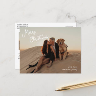 Cartão Postal De Festividades Foto de Natal com Letra Moderna e Caprichosa